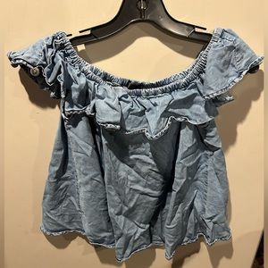Denim off-shoulder top